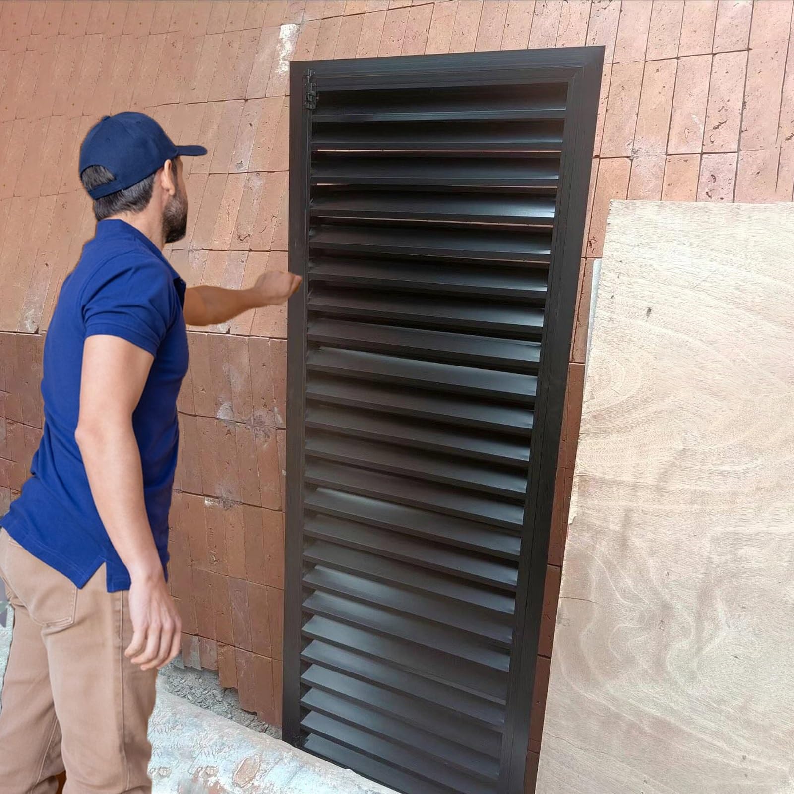 Trappe d'accès ventilée avec panneaux persiennes noirs pour masquer vos gaines