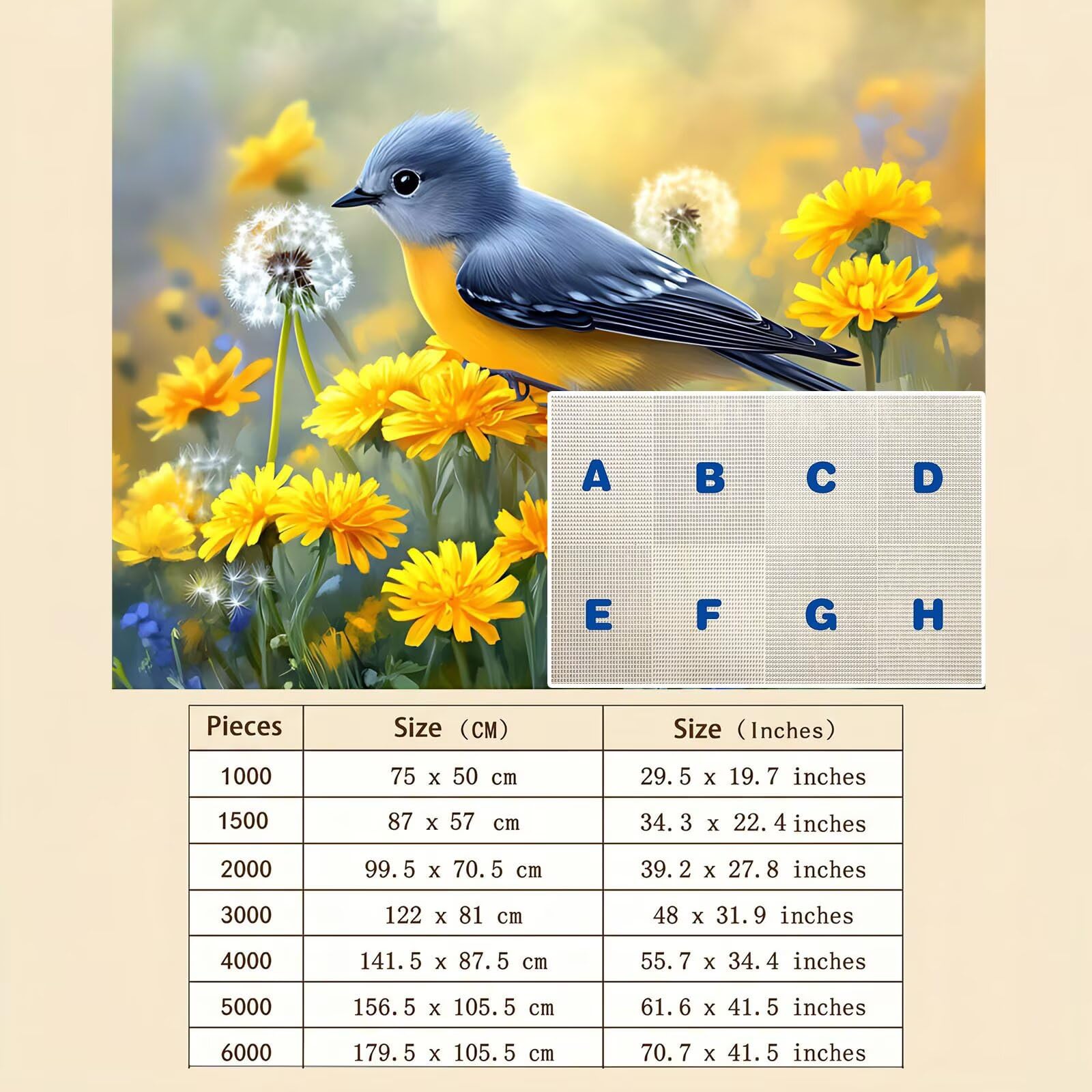 fiore uccello Puzzle 3000 Pezzi per Adulti, Puzzle in Legno - Collezione Classica con Poster Incluso - Sfida di Concentrazione e Passatempo Antistress, Gioco Educativo per Famiglia, 122 x 81 cm f0-362