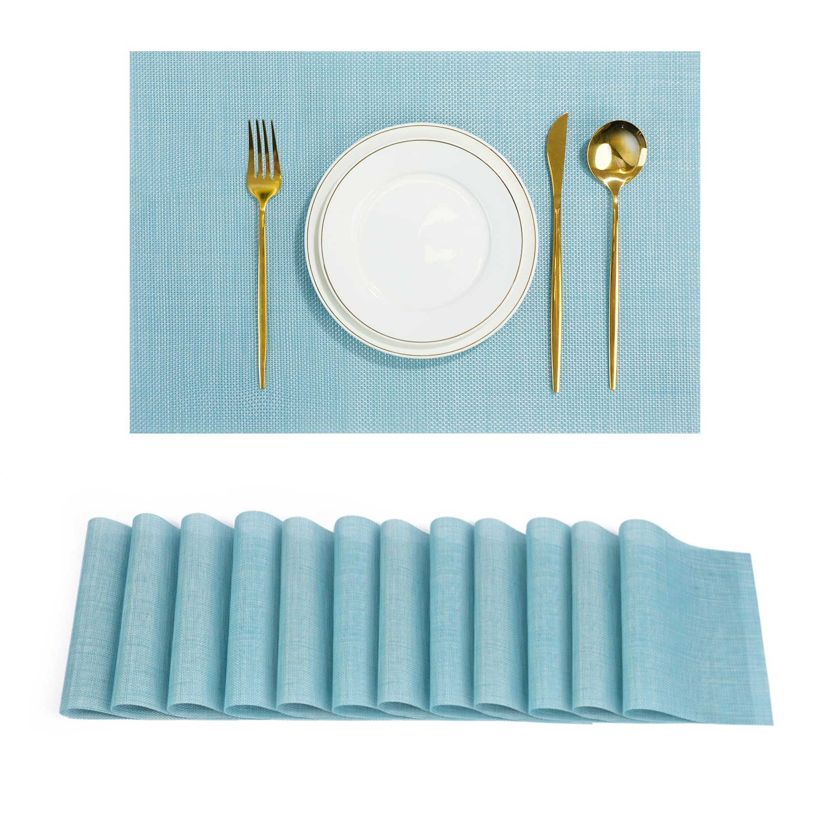 Sets de table PVC résistant à la chaleur lot de 12 bleu pour cuisine