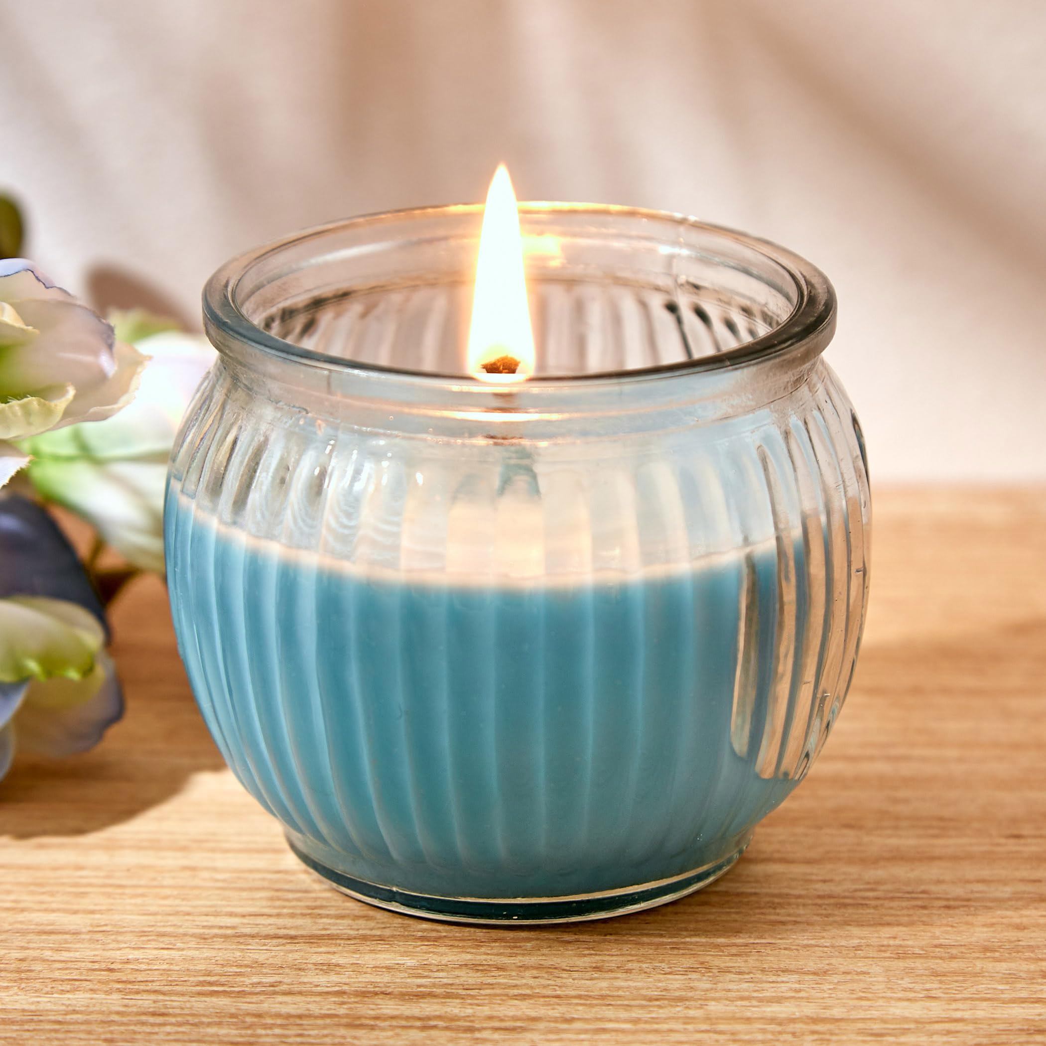Home Centre Colour Refresh Blueberry Scented Ribbed Jar Candle-image-11