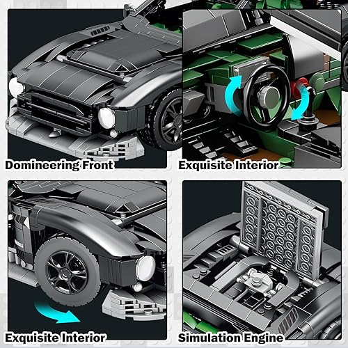 Miniatura 4 de JMBricklayer SRT Muscle Cars Building Block 60105, a escala 112, kits de autos coleccionables para adultos, juegos de construcción de autos
