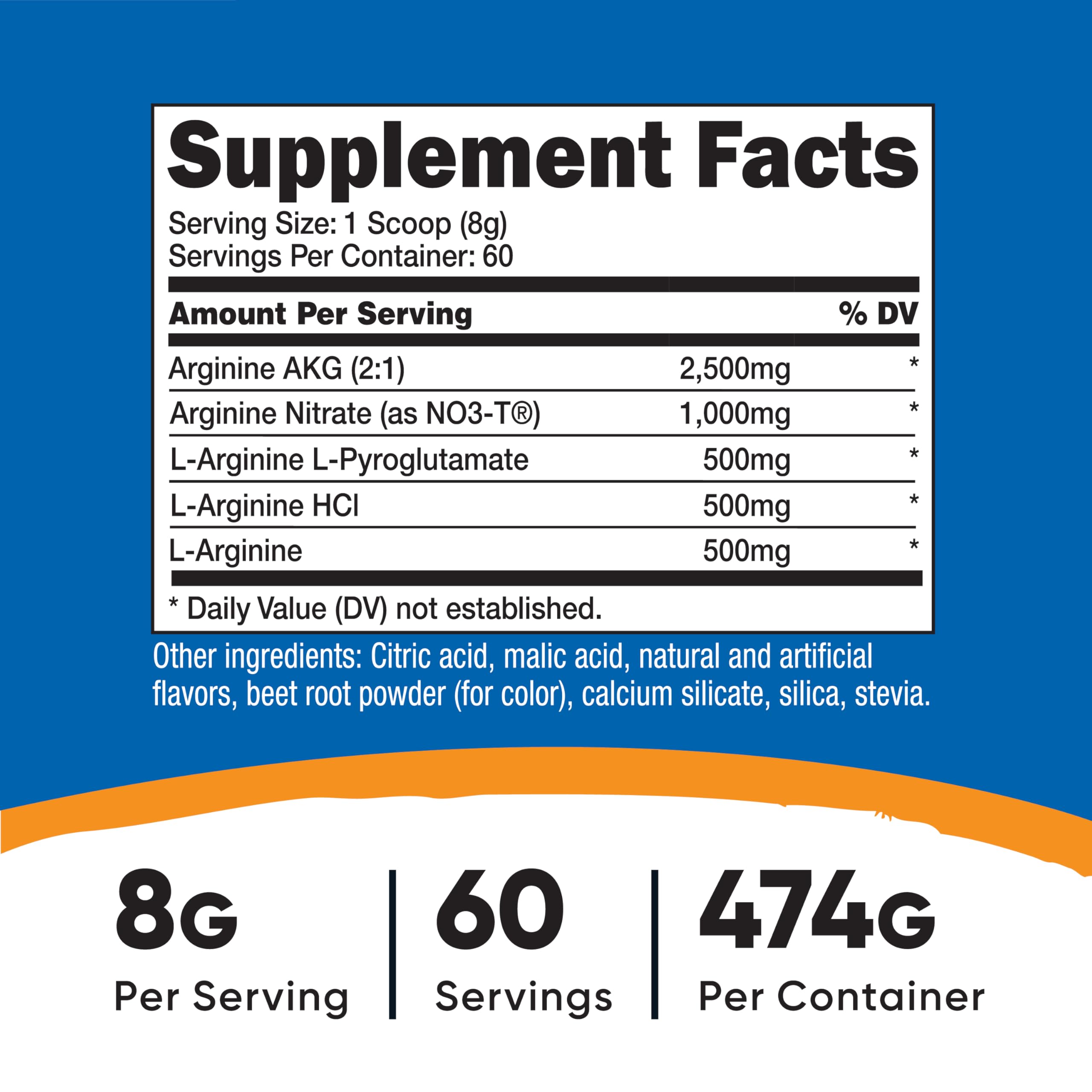 Nutricost L-Arginine Complex (Fruit Punch) 60 Servings, Gluten-Free — Amazon image 2