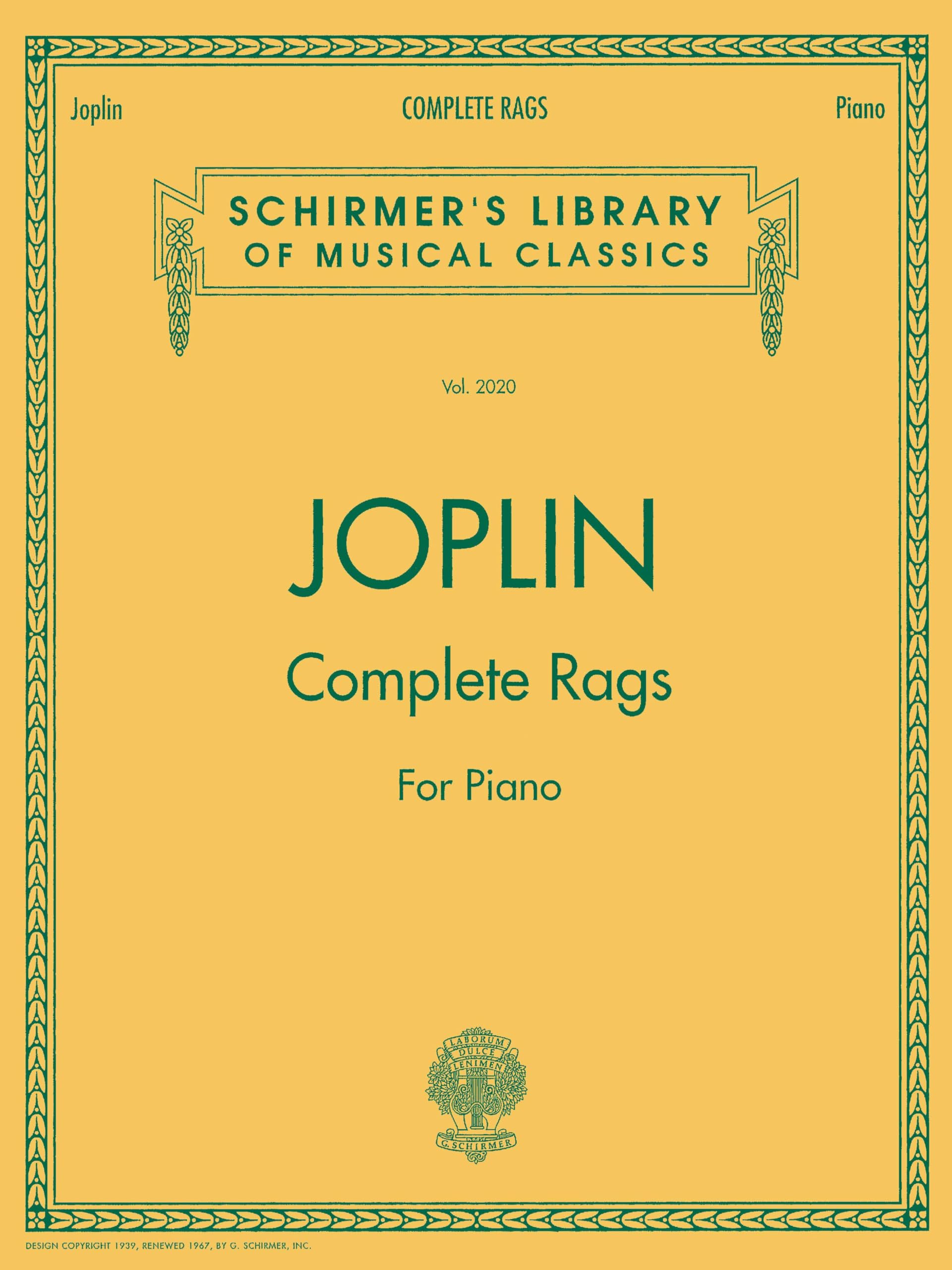 Joplin - Complete Rags for Piano by Scott Joplin - 9780793567737