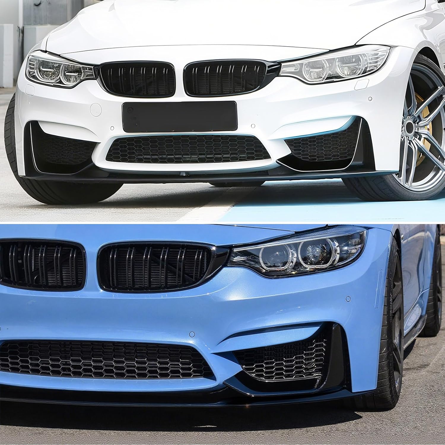 Gloss Black Front Bumper Lip Compatible with BMW M3 F80 2015-2018, Splitter Spoiler Diffuser Protector Wing Body Kit for BMW M4 F82 F83 2015-2020
