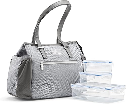 Miniatura 8 de Fit & Fresh Bolsa de almuerzo para mujeres, bolsa de almuerzo aislada para mujeres para el trabajo, resistente a las manchas, ligera, lonchera