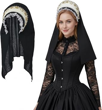 Anne Boleyn Hat Tudor Gable Hood Cap - Elizabethan Renaissance Headdress for Cosplay Party Halloween Carnival Knight Festival Costume Accessory