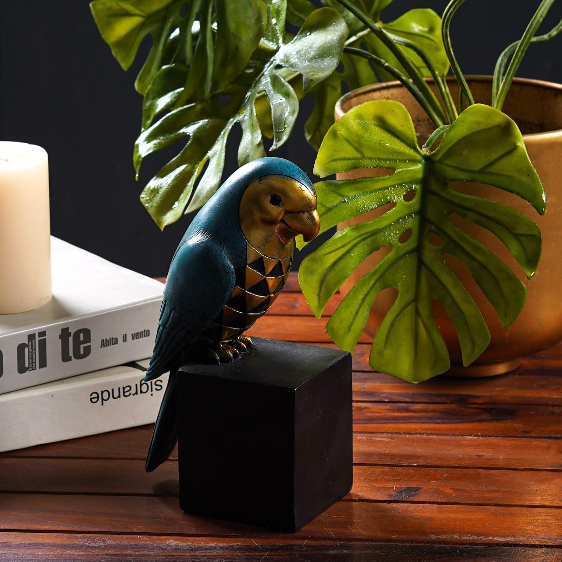 The Artment your artistic apartment Cockatoo Symphony Green: Geometric Resin Beauty Showpiece: Home Décor for Living Room, Bedroom - Ideal Gift, Office Desk Accent, Artisan Crafted, Elegant Design