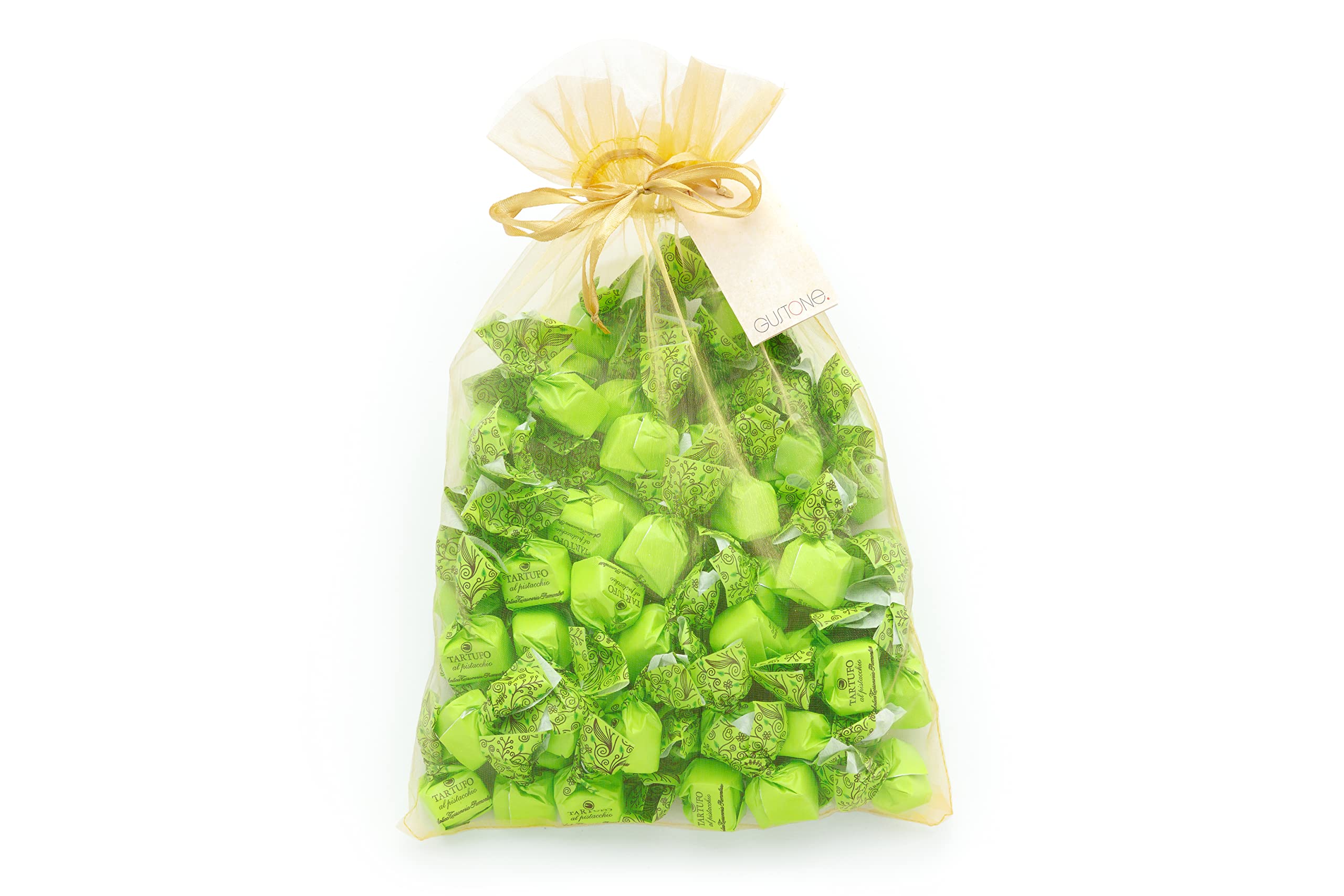 GUSTONE. Tartufino dolce al pistacchio (Pistazie) 140 Stück 1kg | 32% Kakao, glutenfrei, Trüffel-Praline, Trüffelpraline, italienische Confiserie-Tradition, einfach lecker