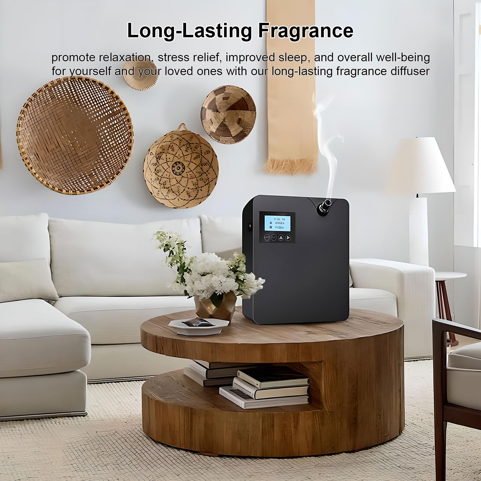 Diffusore senza acqua da 300 ml per oli essenziali, deodorante per aria elettrica con controllo dell'app remoto Bluetooth/WiFi per la stanza della casa white