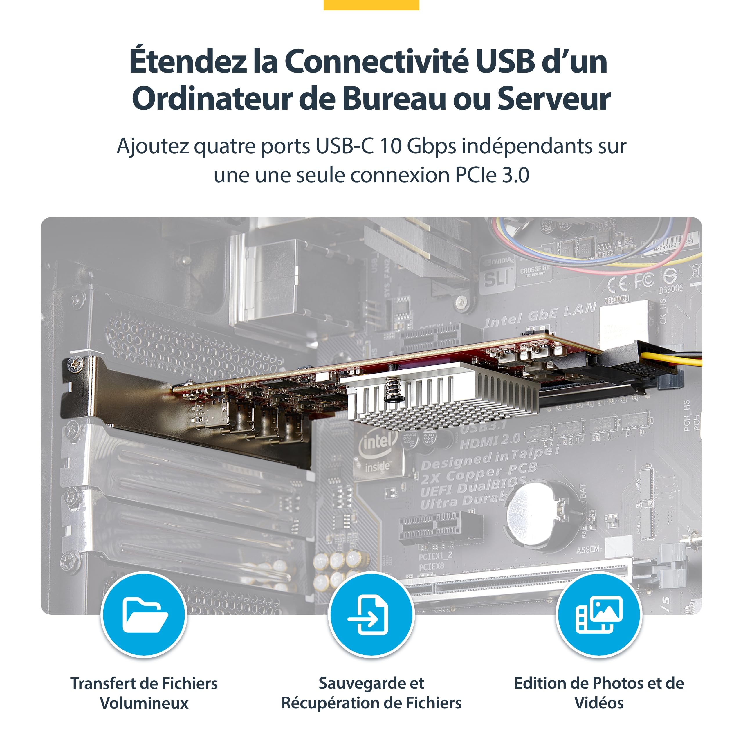 StarTech Carte PCIe 4 Ports USB-C 10Gbps, USB 3.2 (P10Q4C-USB-CARD-LP)