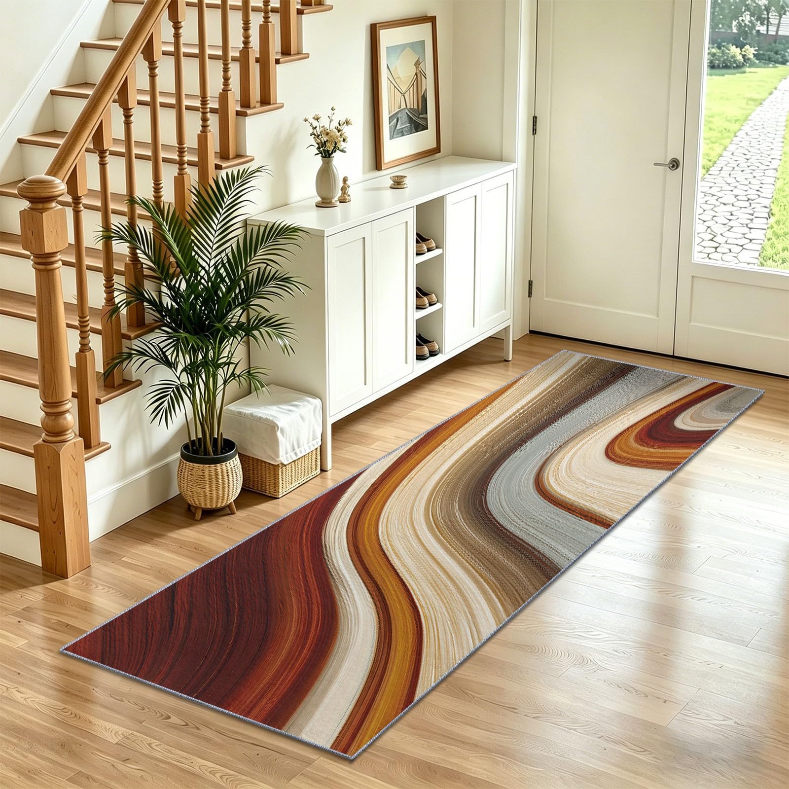 Tapis de luxe marron motif fluide dégradé au design contemporain