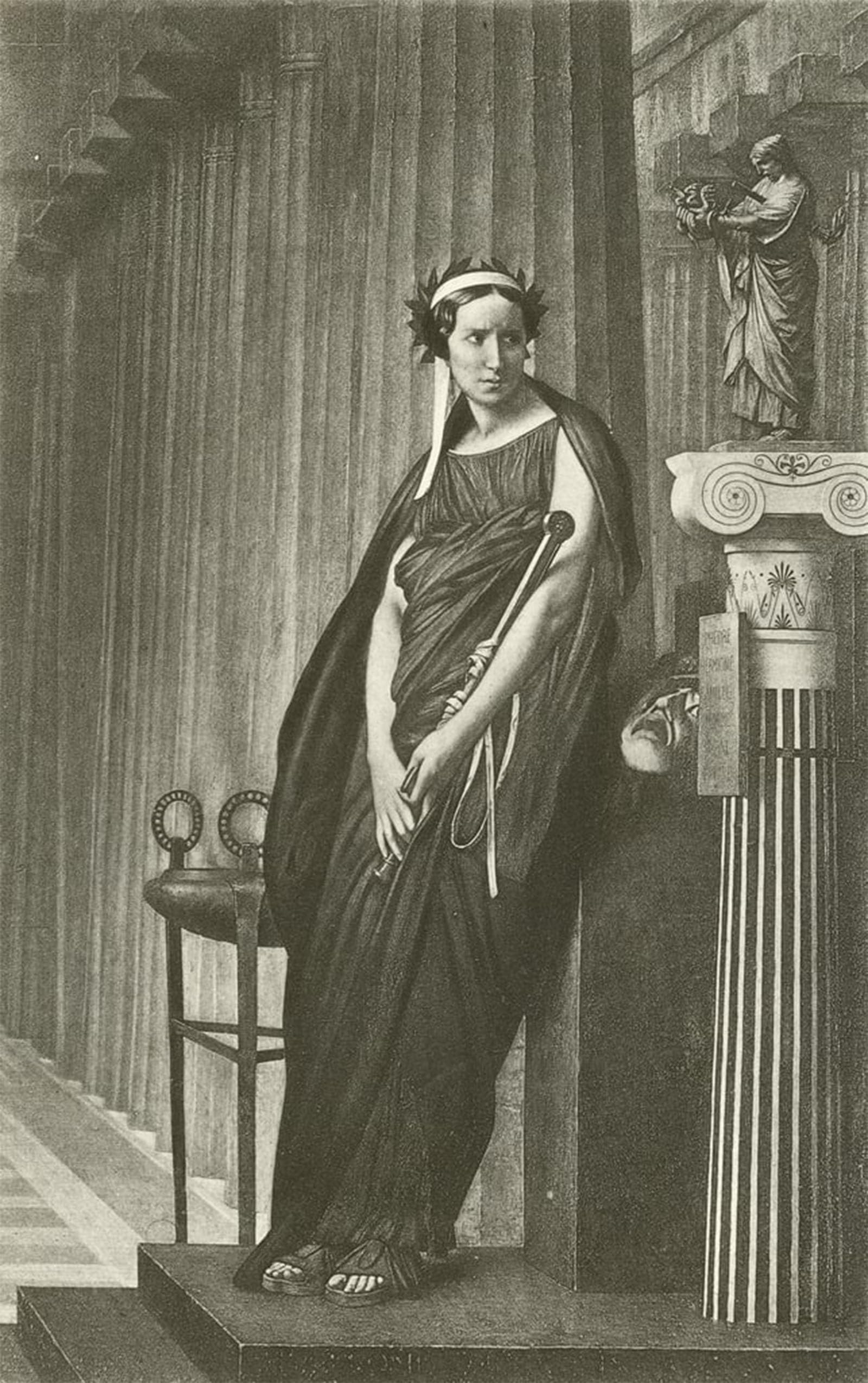 HRJUBWREE Oil Painting Prints on Canvas Painting Picture the Muse of Greek Tragedy by Jean Leon Gerome Artwork Canvas Prints for Home Decor 60x90cm