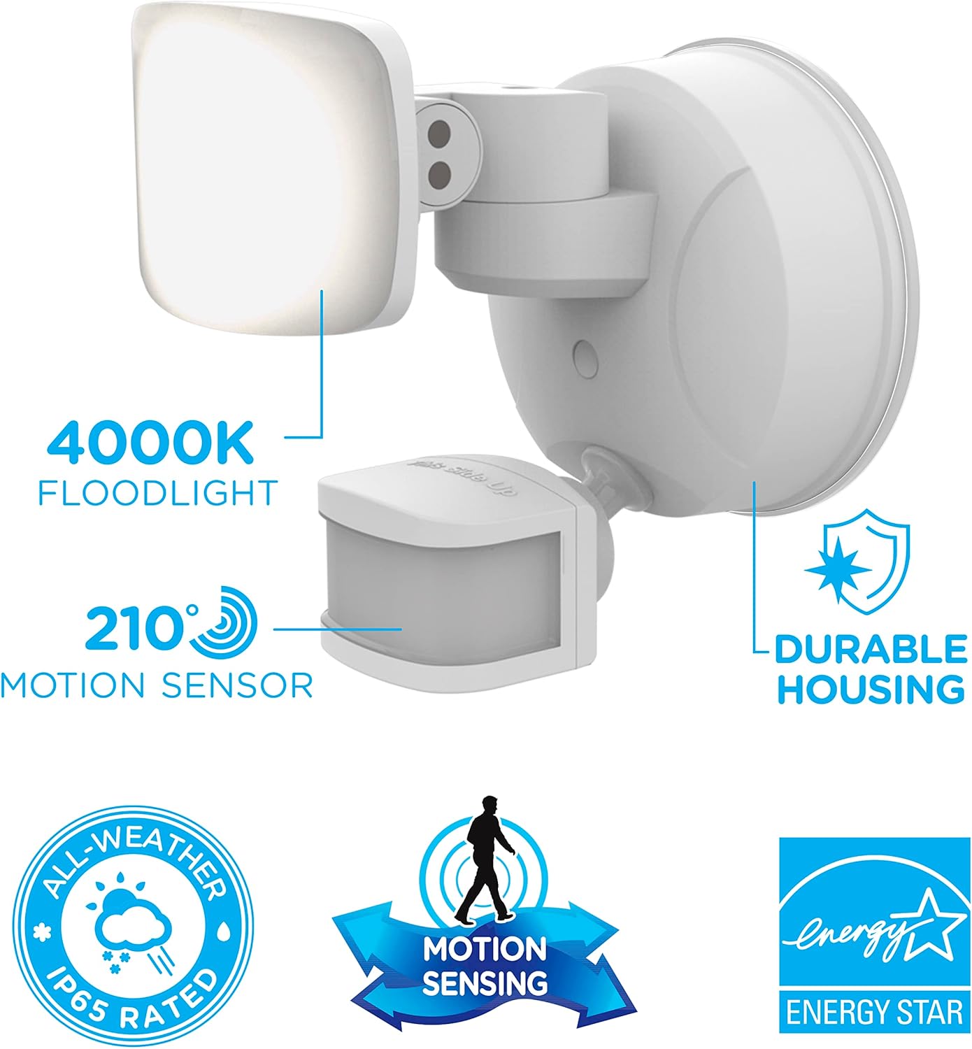 Enbrighten VIBE Smart LED Security Light, Motion Activated, Single Head, ETL Listed, UV Resistant, 1400 Lumens, 4000K, Compatible with Alexa, Google Home, White, 58185 - Image 2