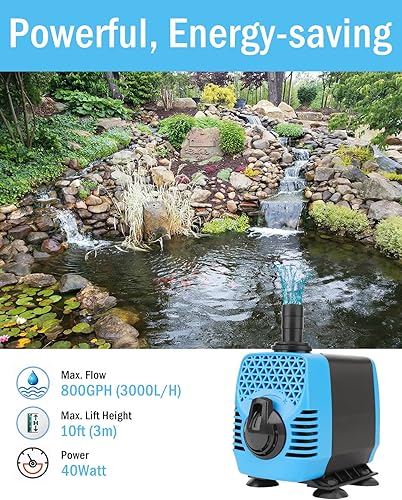 Miniatura 2 de AquaMiracle Bombas de agua para acuario de 800 GPH (3000 LH, 40 W), bomba de agua sumergible con control de flujo para pecera, fuente, cascada,
