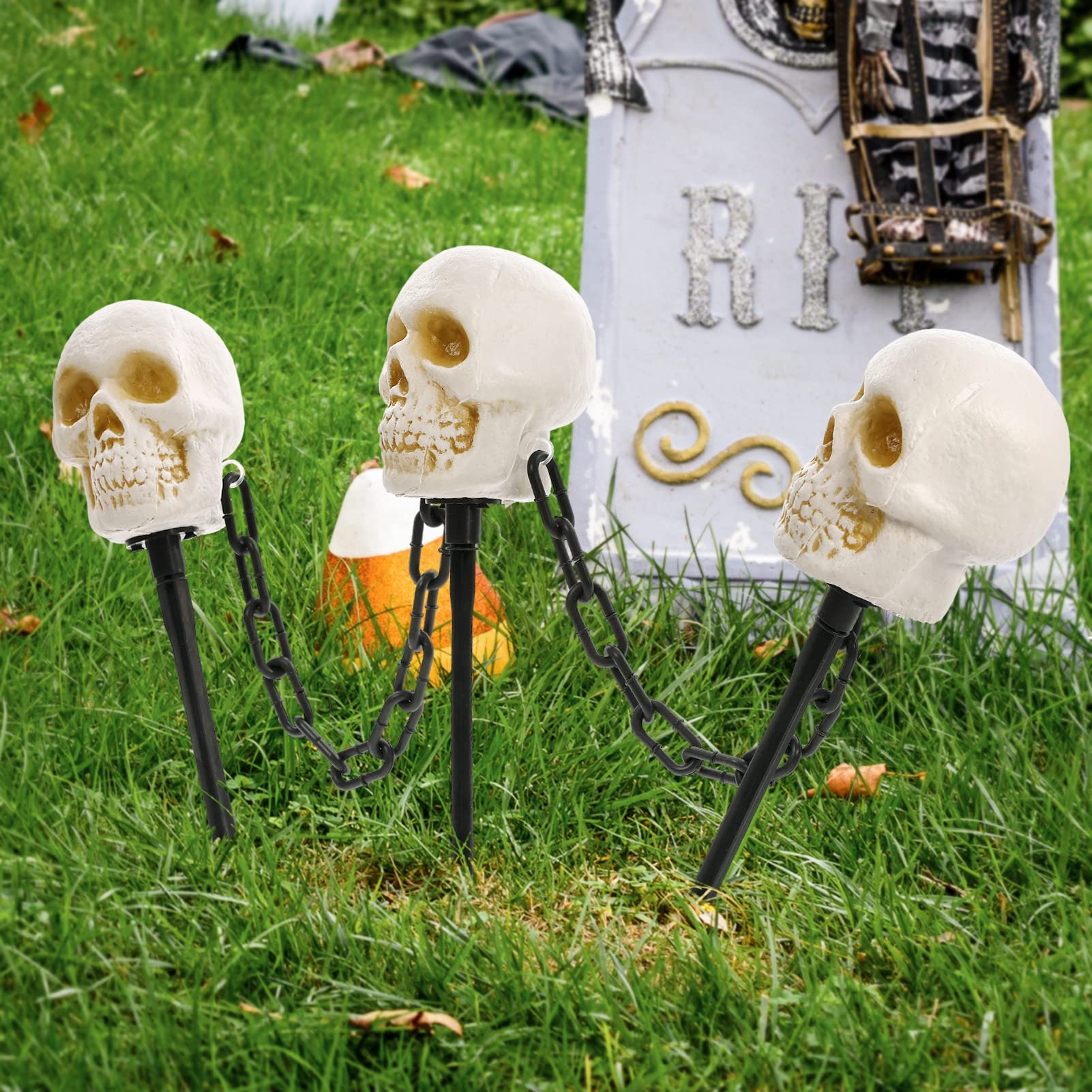ARTGUTS Halloween Gartenstecker - 4 Tanzende Skelette Für Gruselige Deko