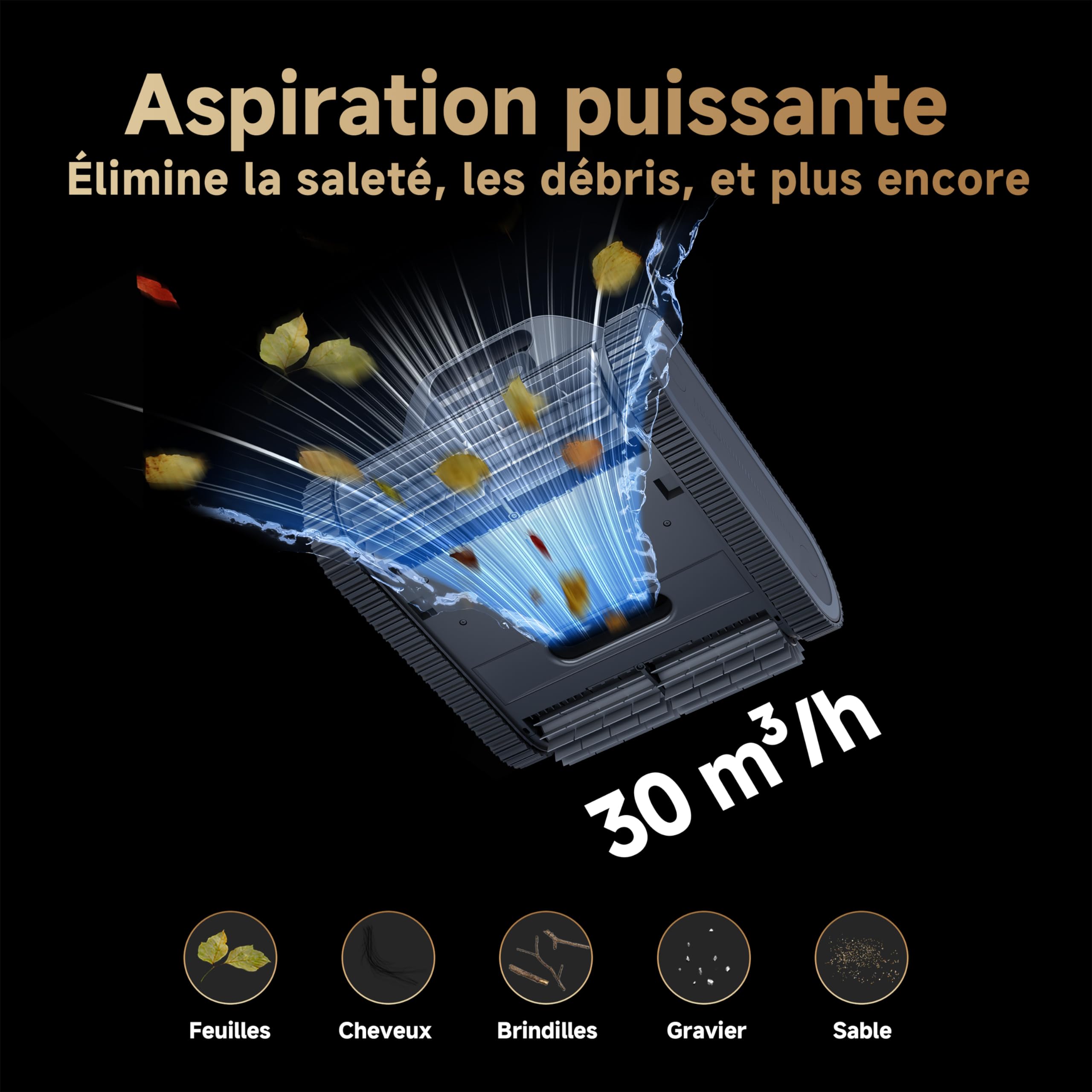 DREAME Z1 Robot Piscine sans Fil, Puissance d'Aspiration 30 000 LPH, Nettoyage du Fond, Parois et Ligne d'eau, 240 Min, Jusqu'à 180 m²