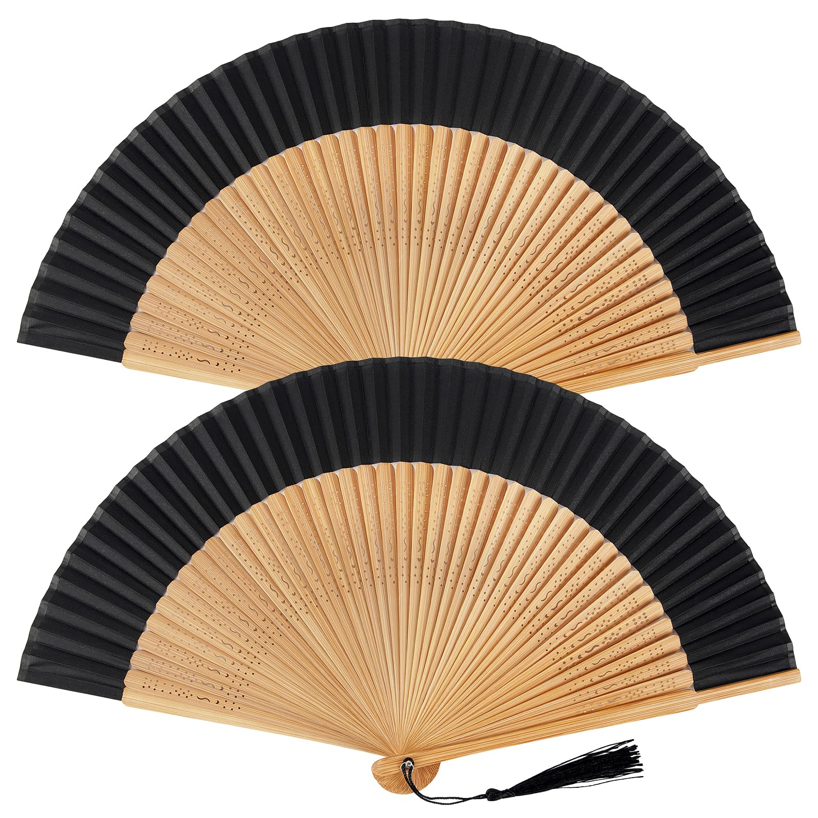 Leikedun 2 Pack Hand Fan Folding, Sexy Bamboo Folding Fan Chinese Hand Fans for Wedding, Preference, Performance, Dancing,Party,Home Decoration