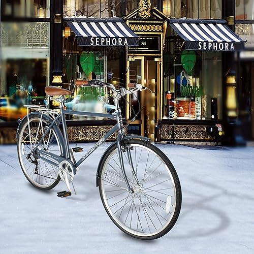 Vista 129 de MICARGI Bicicleta híbrida para adultos de 24/26 pulgadas, bicicleta híbrida de 1/7 velocidades para mujeres, hombres, personas mayores, bicicleta