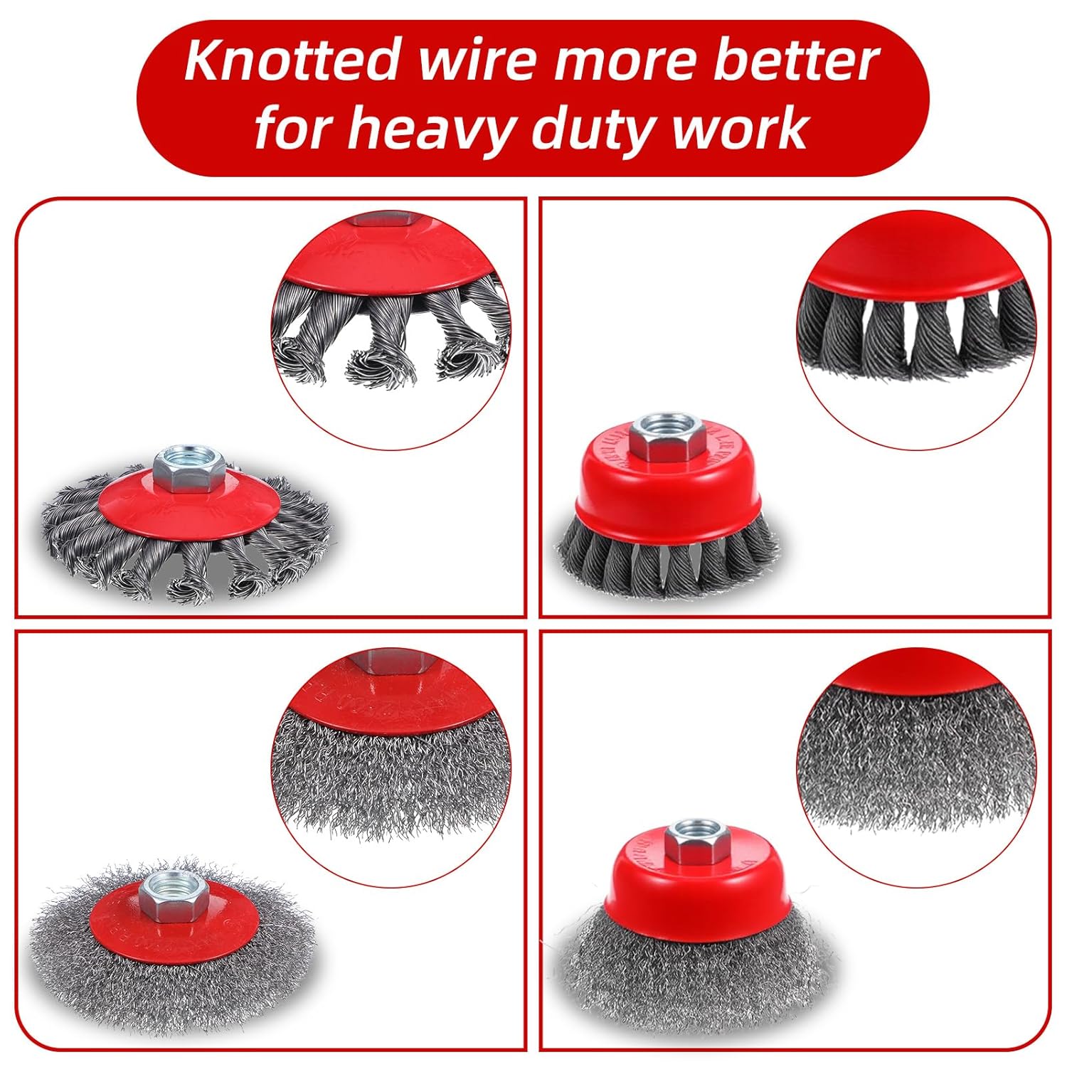 12 Pack Wire Wheel for Angle Grinder, Coarse Crimped Wire Wheel Brush Wire Cup Brush 4 1/2 Angle Grinder Wire Wheel, Angle Grinder Attachments with 5/8-11unc Threaded Arbor
