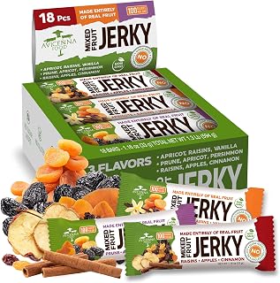 AVICENNA FOOD Variety Pack Natural Fruit Bar, No Added Sugar, Gluten Free, Non GMO, High Fiber Healthy Snacks for Adults and Kids, dried Fruit Jerky (18 Pack)
