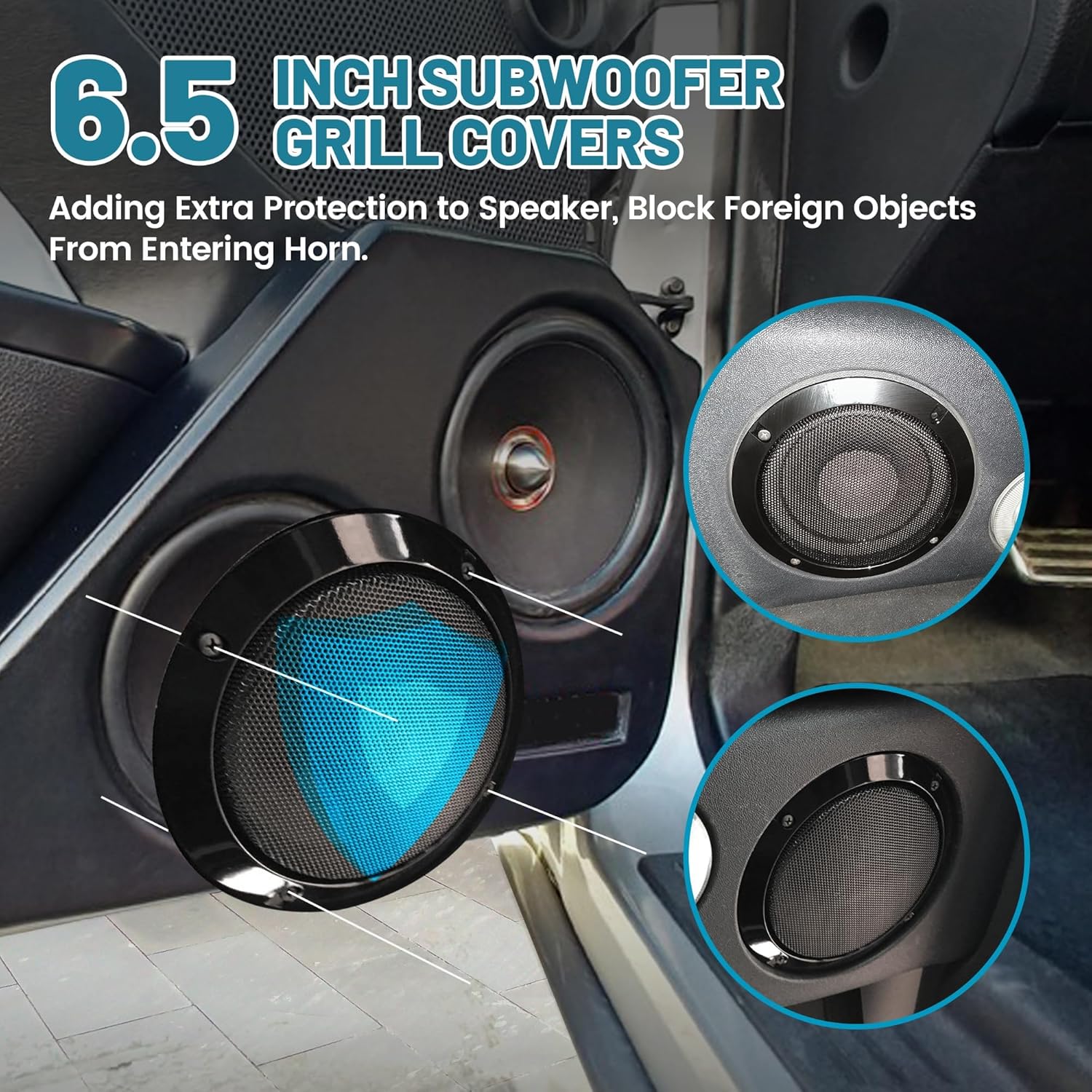 NuIth Car 6.5 Inch Speaker Adapter Bracket W/Speaker Wiring Harness Kit Select for 2006-2013 Honda + 2 Pair 6.5 Inch Metal Mesh Round Speaker Grill Cover