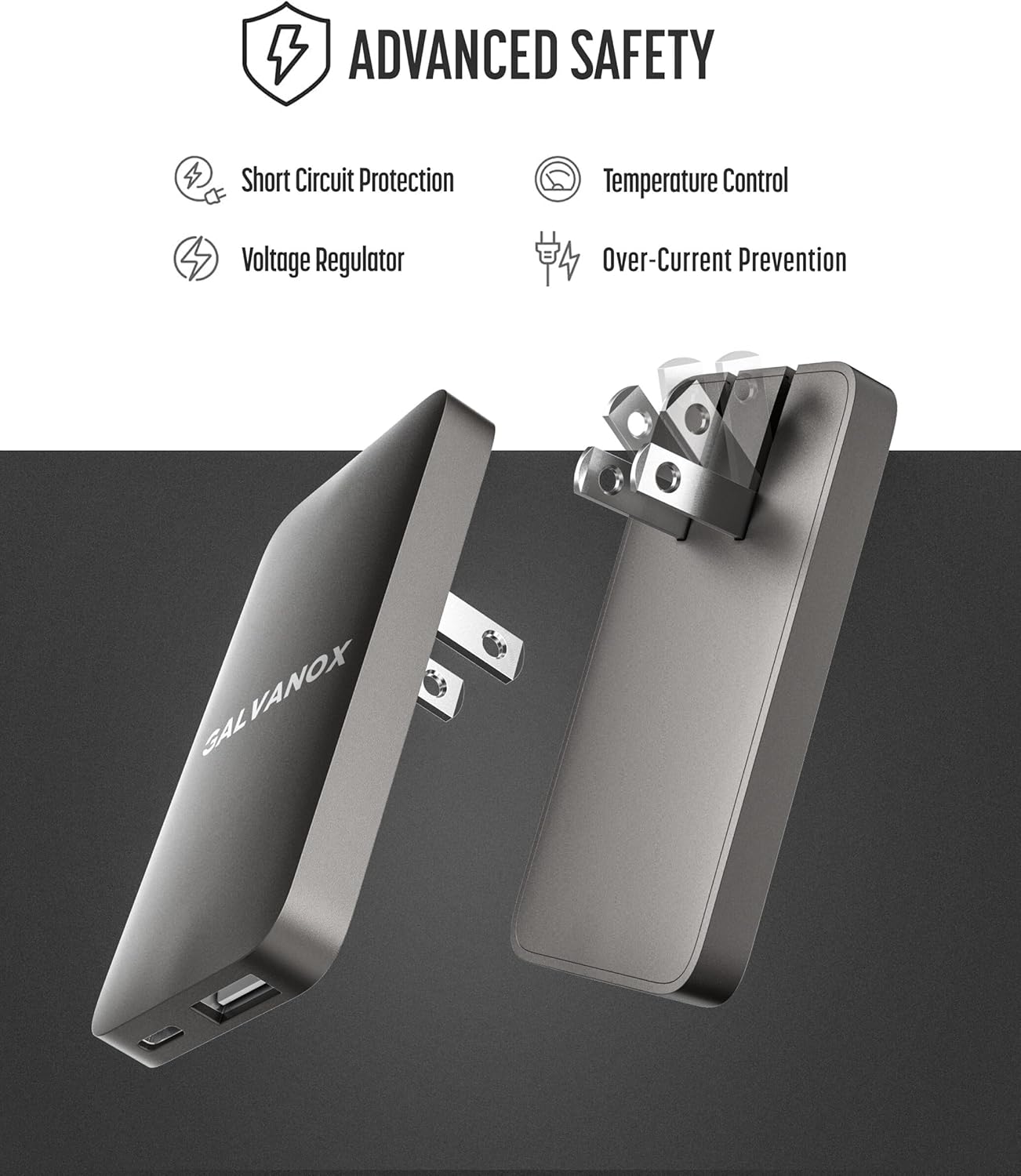 USB-C Flat Wall Chargers (2-Pack) Ultra Slim Fast Charging Multi-Port Power Adapters for iPhone and Android/Samsung Phones, 20W Outlet Plug (USB Type-C/USB-A) Black