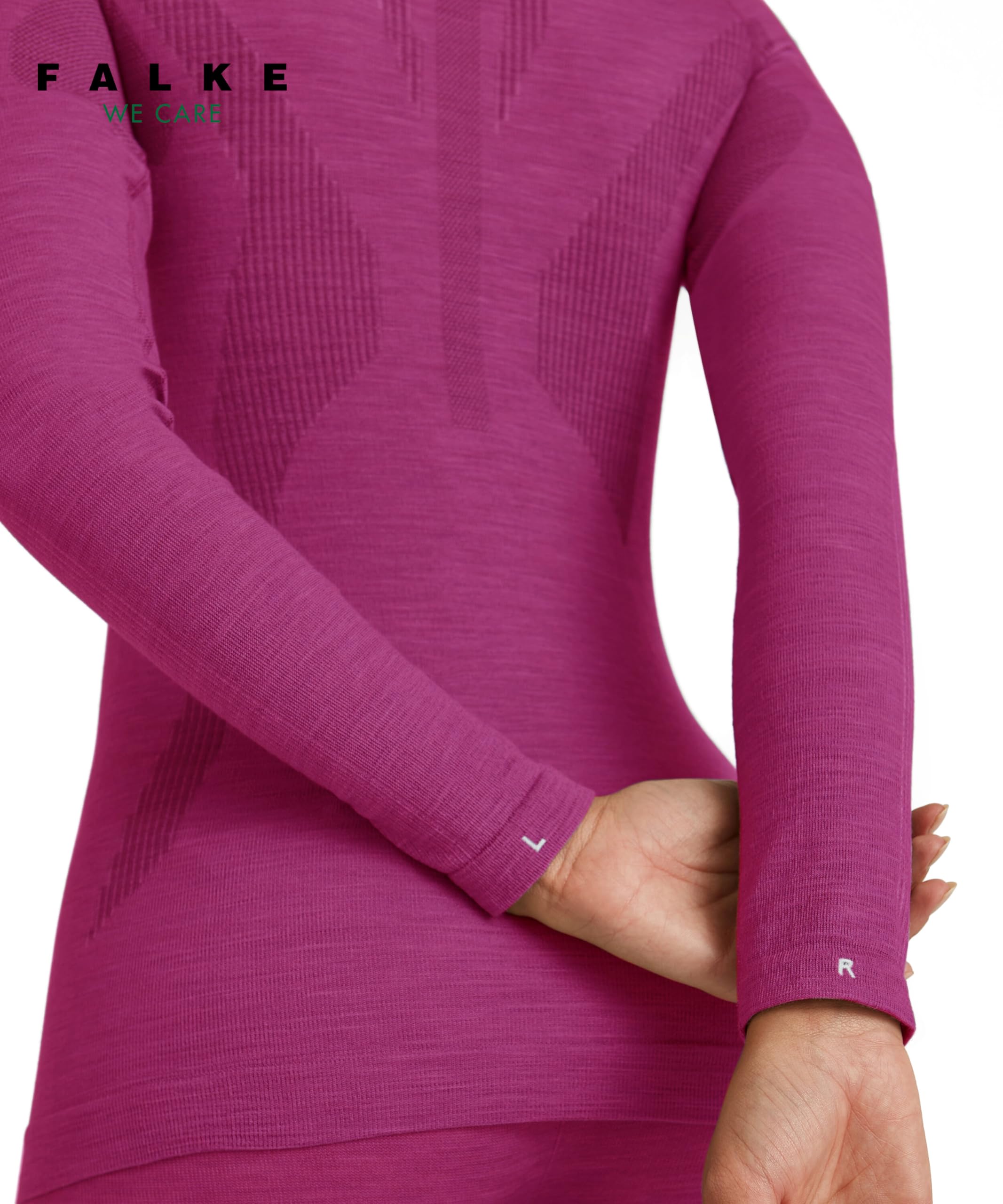 Falke Wool-Tech High Zip Neck W L/S SH Laine séchage Rapide 1 pièce, Couche de Base supérieure Femme, Violet (Radiant Orchid 8692), S