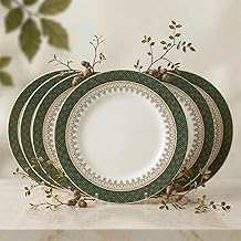 Melamine Quarter Plates | Round Half Plate | Microwave Safe | Break Resistant | Plates for Snacks, Lunch, Dinner | Plates for home, Office, Restaurant | Set of 6 | 7 Inch's (GREEN DIAMOND)