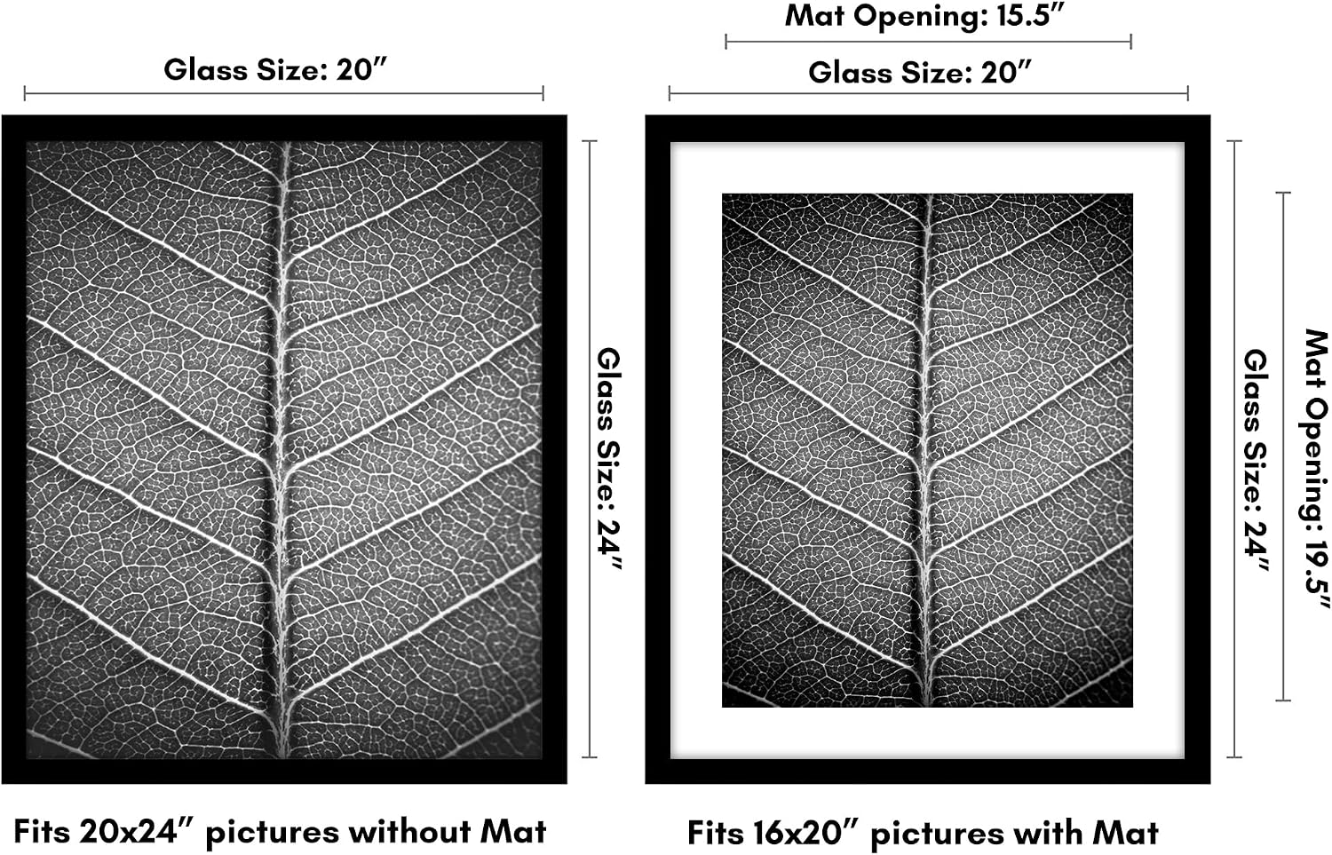 Americanflat 20x24 Picture Frame with Polished Plexiglass - Use as 16x20 Frame with Mat or Display 20x24 Photo Without Mat - Epic Collection - Wide Picture Frames for Wall Display - Black