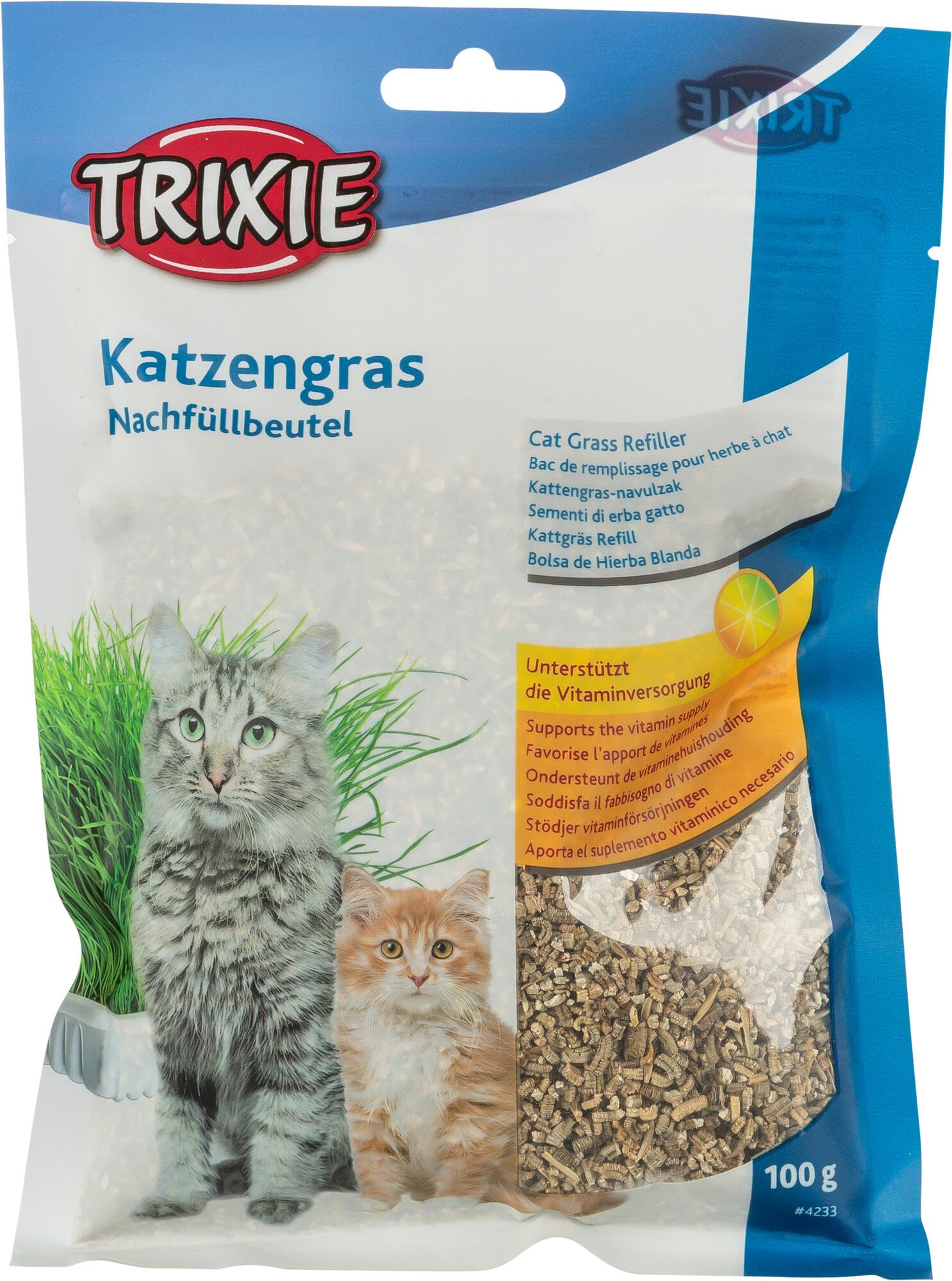 TRIXIE Katzengras – Gras-Saat zum Selbstziehen – Besonders weich & vitaminreich – Ideal für Kätzchen – 100 g – 4233