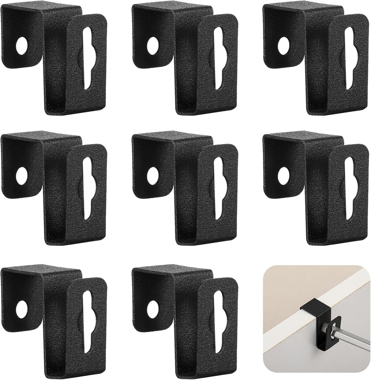 Hicarer 8 Pcs Metal Hanging File Bracket Clips Storage Hanging File Rail Clips