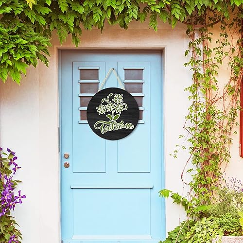 Miniatura 2 de Letrero circular de madera sin terminar en blanco redondo para colgar, placa decorativa de madera con cuerdas para manualidades, colgador de puerta,