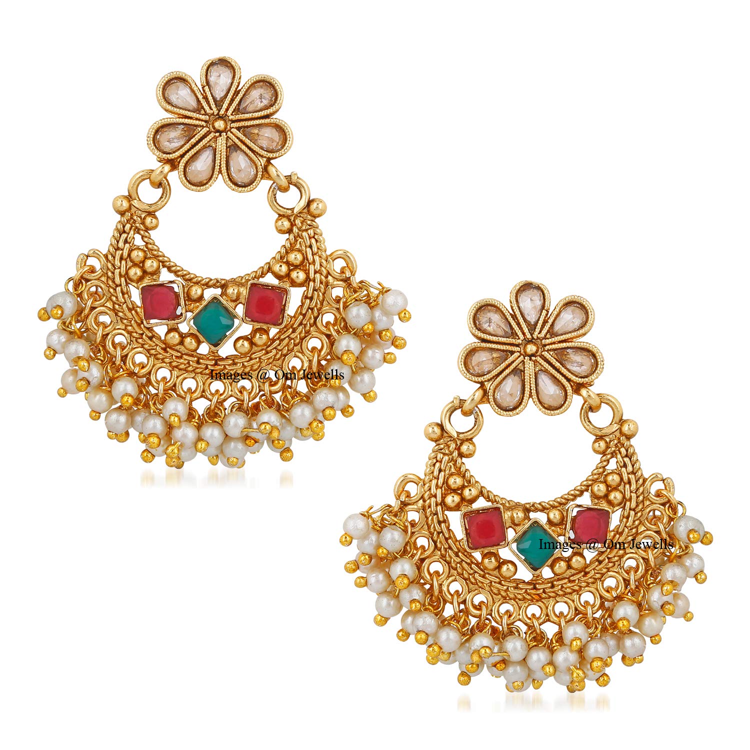 See full amazon price history chart for Om Jewells Womens Alloy Traditional Ethnic Wedding Jewellery Gold Plated Dangling Earrings with Red and Green Kundan Stones and Artificial Pearls (ER1000125, Gold) Om Jewells Womens Alloy Traditional Ethnic Wedding Jewellery Gold Plated Dangling Earrings with Red and Green Kundan Stones and Artificial Pearls (ER1000125, Gold) (B07T2SKX7H) Amazon Price History, Amazon Price Tracker