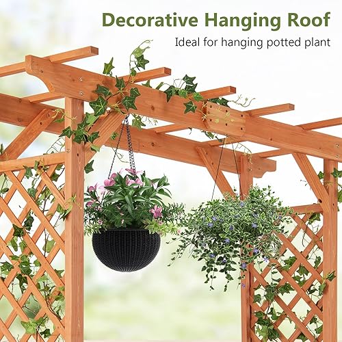 Miniatura 2 de S AFSTAR Cenador de madera para jardín de 84 pulgadas, soporte de fondo de madera de 88 pulgadas, arcos de boda, pérgola, arco de escalada para