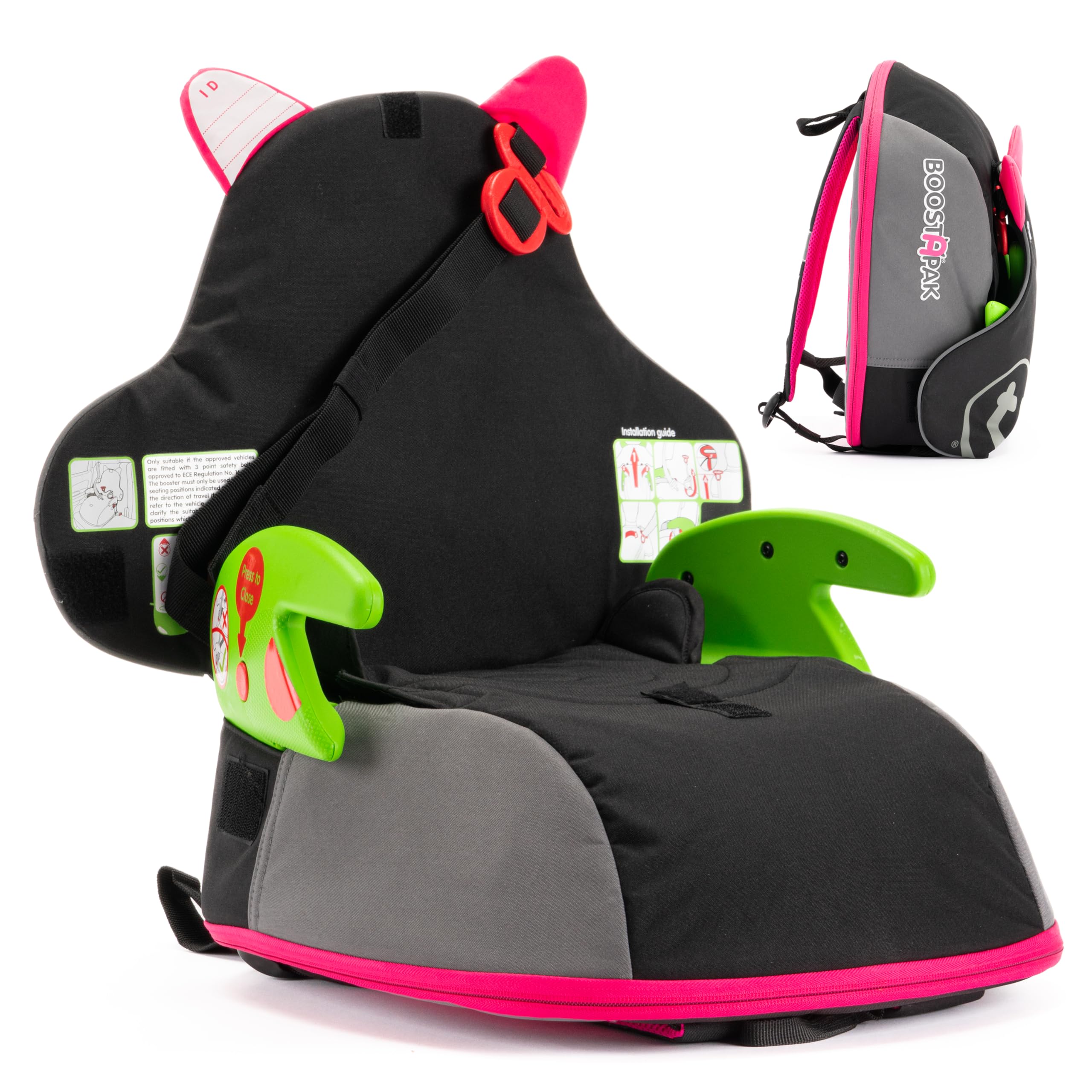 Trunki BoostApak – Rucksack Kinder Und Kinderautositz - Gruppe 2-3 (Rosa) – Rucksack Mädchen Und Jungen - Verwendbar als Kindersitz