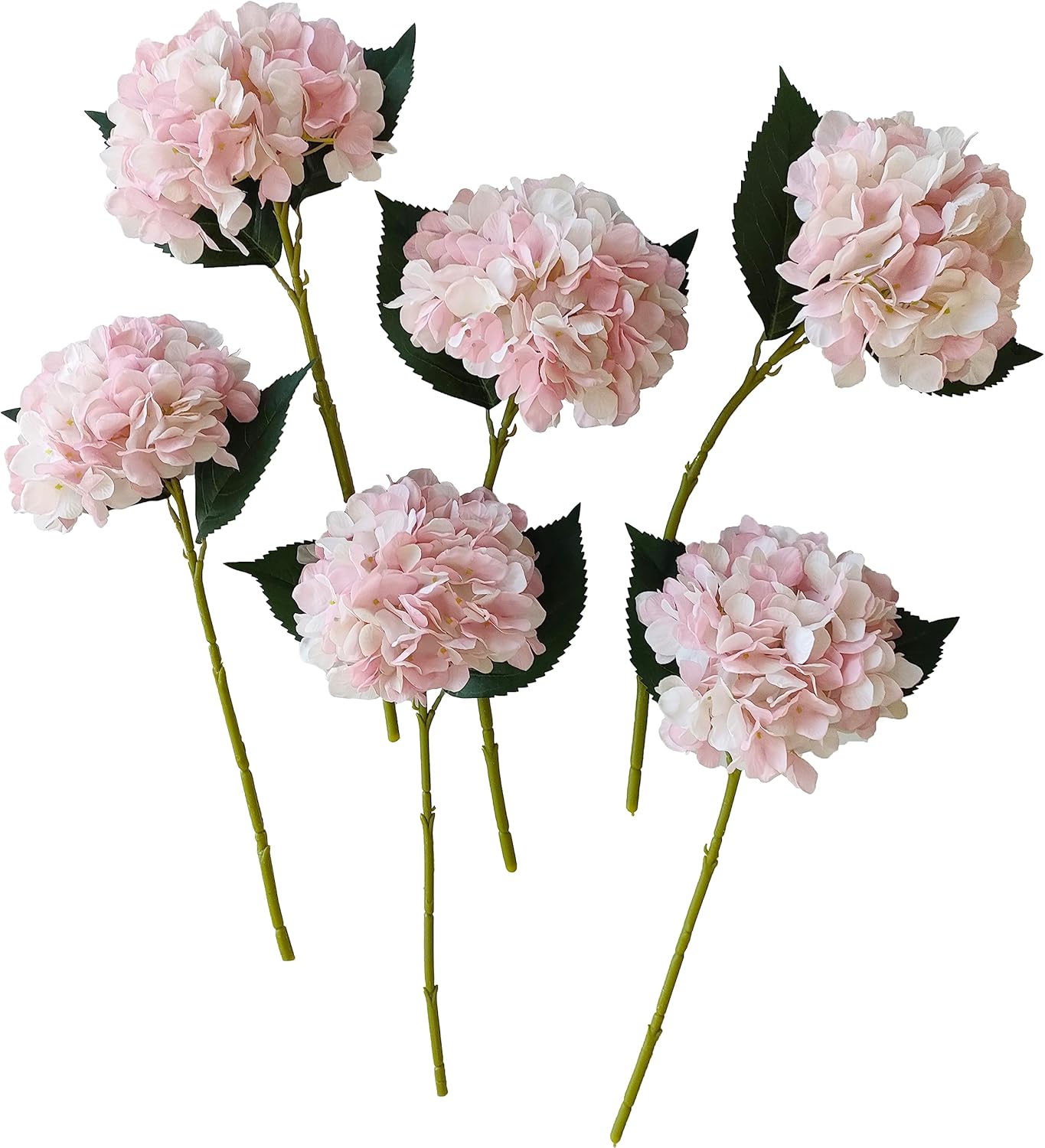 Pink Hydrangea Artificial Flowers,6 Pcs Faux Hydrangea