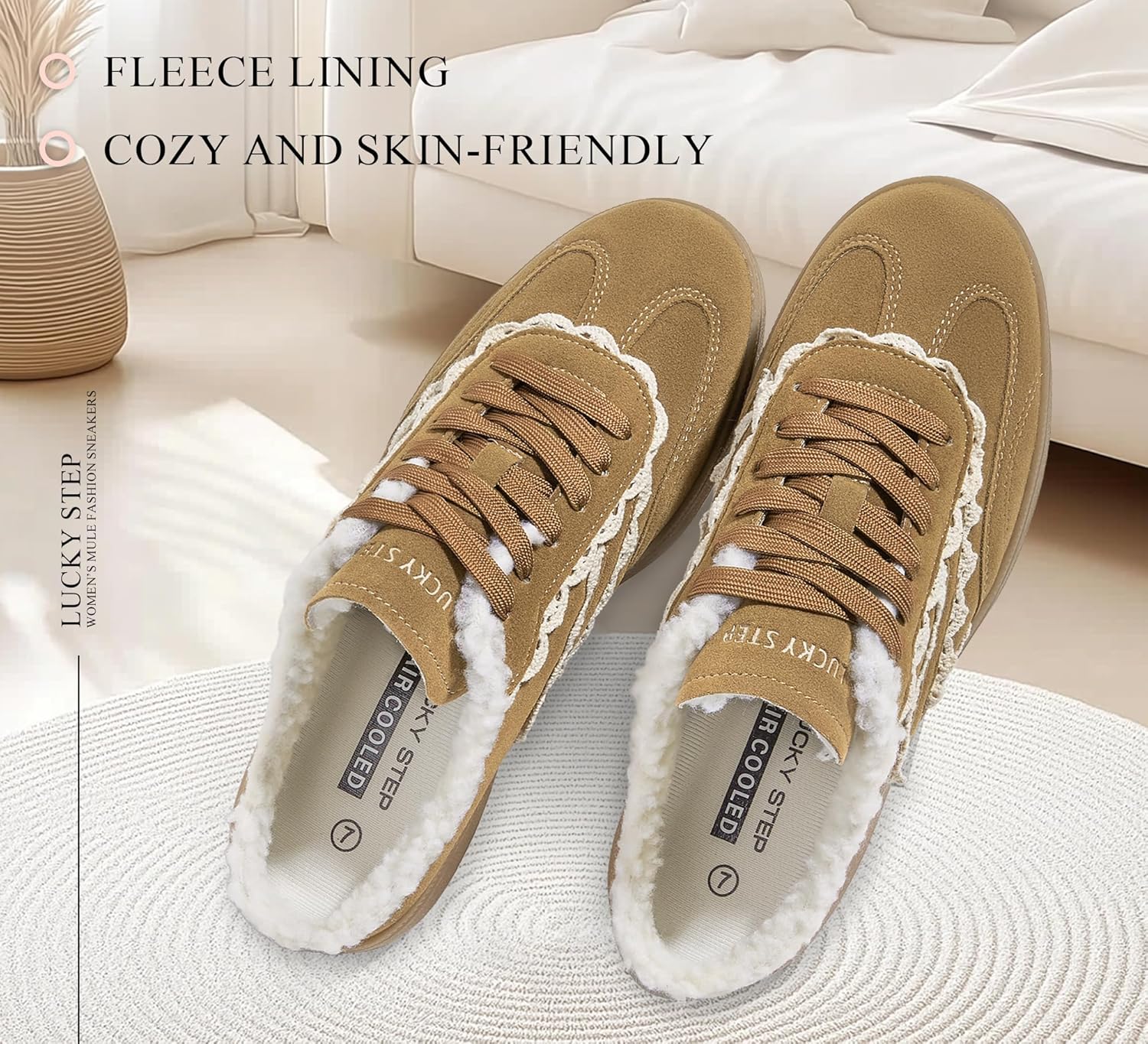 LUCKY STEP Women’s Mule Fashion Sneakers Slip On Backless Walking Shoes Winter Retro Comfy Casual Sneaker - Image 2