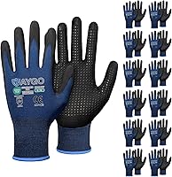 Vista 18 de KAYGO MicroFoam - Guantes de trabajo con revestimiento de nitrilo, 12 pares KG19N de nailon de punto sin costuras, micropuntos para un mejor agarre
