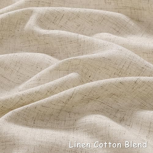 Miniatura 3 de Cortinas de lino beige de 102 pulgadas de largo para sala de estar, cortinas semitraslúcidas para puertas corredizas de vidrio, estilo casa de