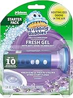 Scrubbing Bubbles Fresh Gel Toilet Bowl Cleaning Stamps, Helps Keep Toilet Clean and Helps Prevent Limescale & Rings, Lavender Scent, 1 Dispenser with 6 Fresh Gel Stamps