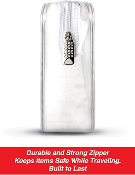 TSA Approved Clear Travel Toiletry Bag-Quart Sized with Zipper-Airport Airline Compliant Bag/Bottles-Men's/Women's 3-1-1 Kit+Travel (1 PACK)