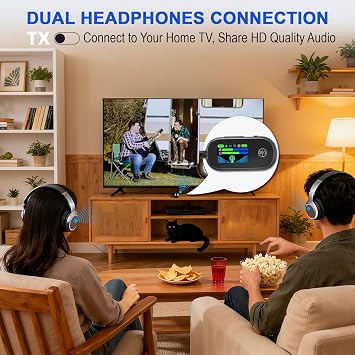 Bluetooth 5.4 Transmitter Receiver, 2-in-1 Adapter with Display