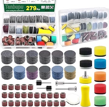 279PCS 1 Inch Sanding Discs & Drums for Dremel Sanding Bits, 60-10000 Grit Hook and Loop Sandpaper for Dremel Tool Accessories, Dremel Polishing Kit for Resin/Wood/Rock/Jewelry