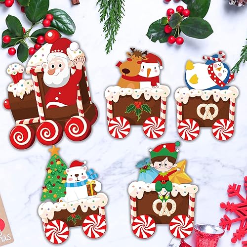 Miniatura 5 de Decoraciones de Tren de Navidad para Patio con Luces LED - Juego de Árbol de Navidad, Muñeco de Nieve y Tren para Patio con Estacas para