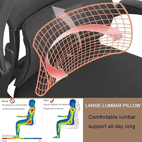 Miniatura 6 de Silla de oficina ergonómica con respaldo alto, soporte lumbar, reposacabezas ajustable, reposabrazos 3D y soporte lumbar para silla de oficina en