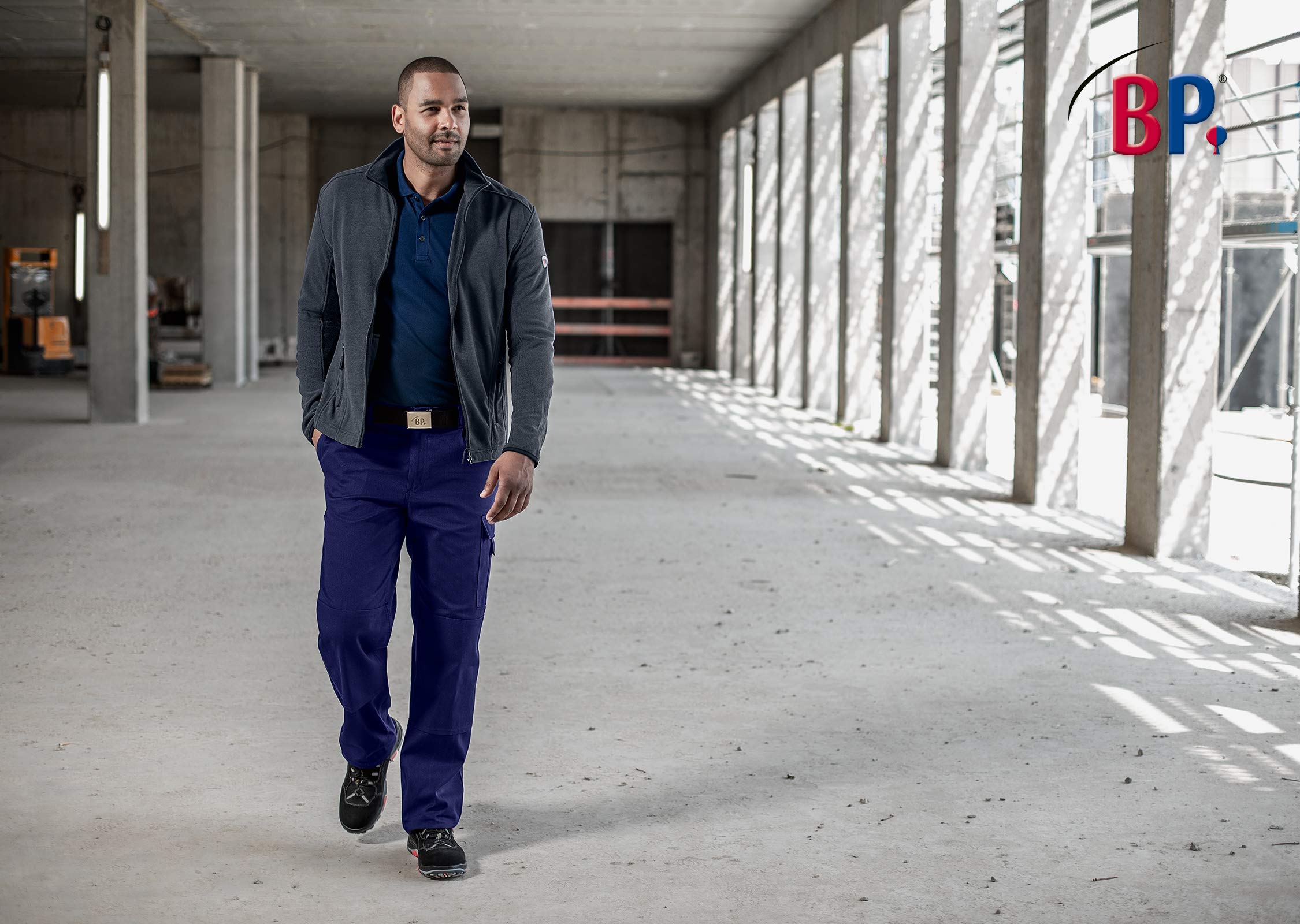 BP Workwear Basic 1485-060-53 - Chaqueta de trabajo con botones ocultos, algodón puro, ajuste normal, tamaño: 64/66, color: gris oscuro