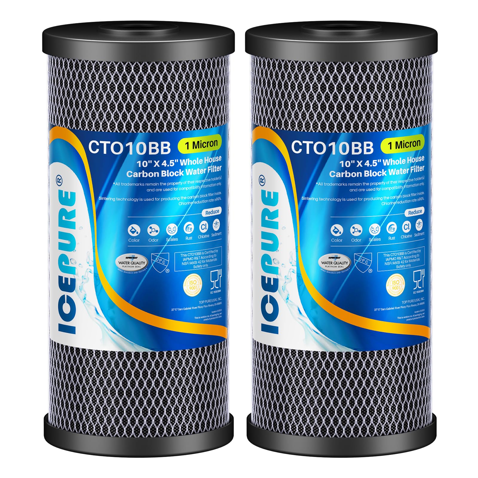 ICEPURE 10"x4.5" 1 Micron Carbon Block Filter