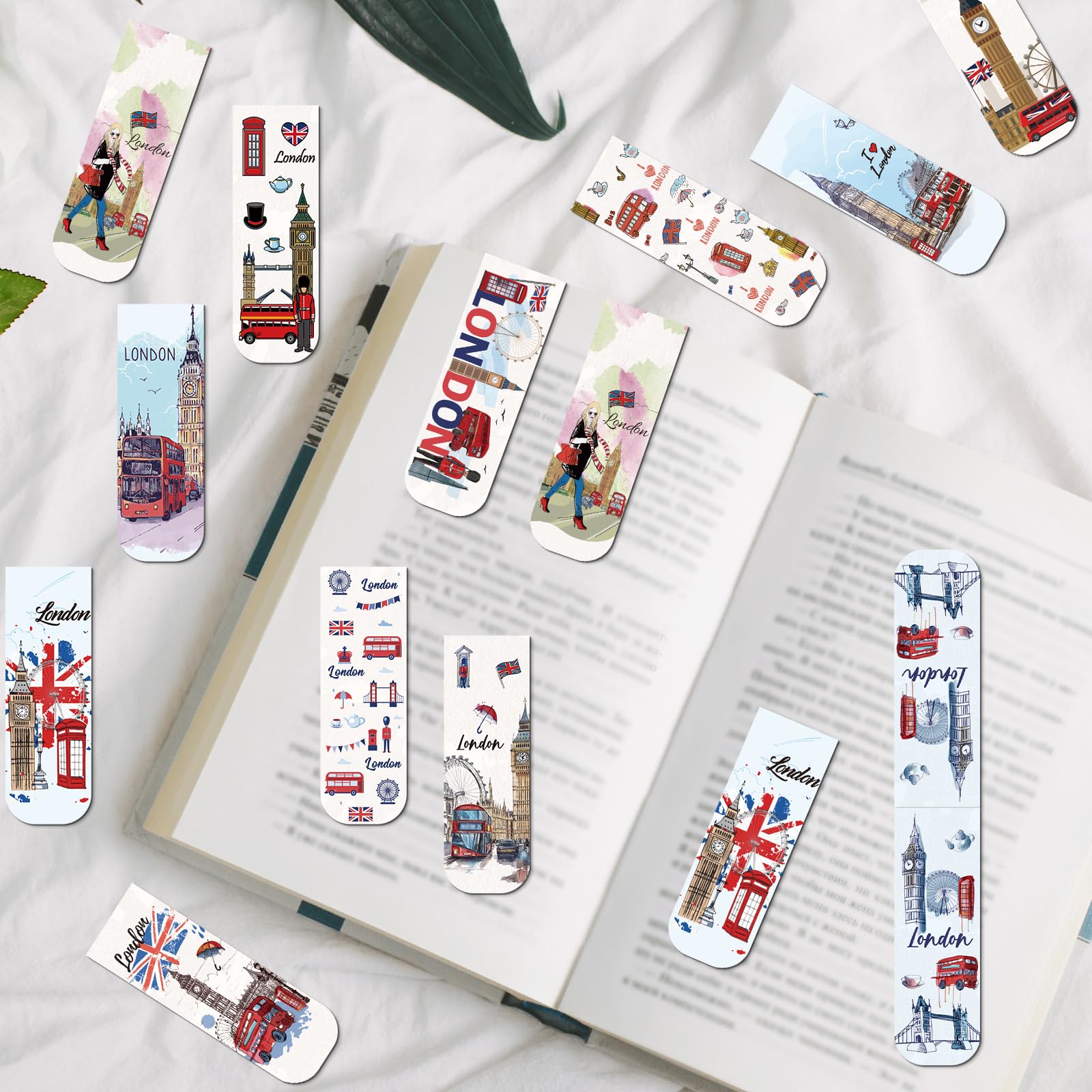 Wxiben London Magnetic Bookmark Gifts - 48PCS British Magnetic Bookmarks UK England Travel Book Marks Magnets Page Marker Clip for Women Travel Students Teacher Reading London Lover Souvenirs Gift
