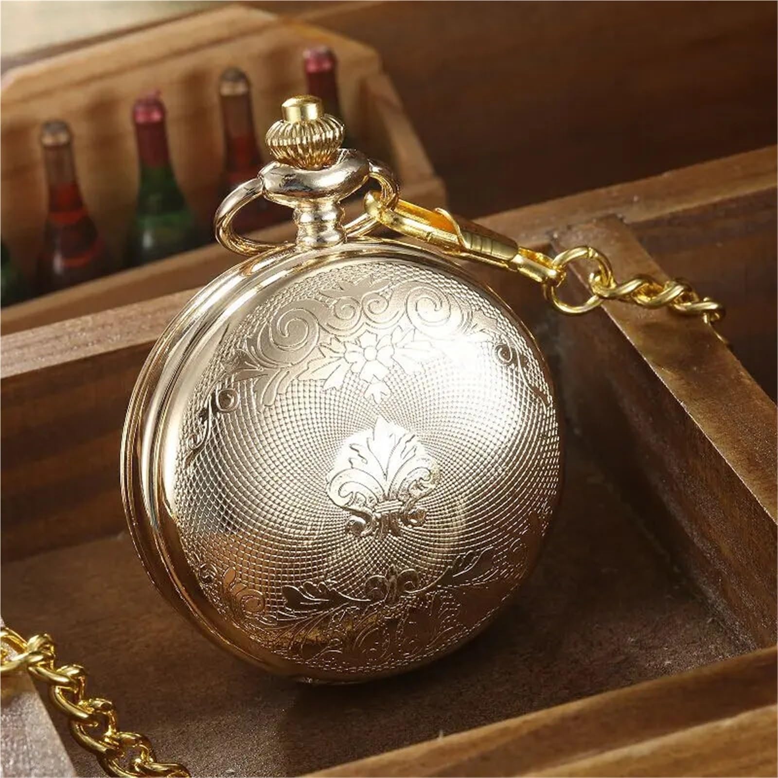 Steampunk Vintage Mechanische Taschenuhr Skelett Zifferblatt Gravierte Fall Fob Kette Anhänger Sammlung Uhr
