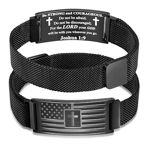 DuoDiner Easter Basket Stuffers -American Flag/Flag Cross Bracelet for Men